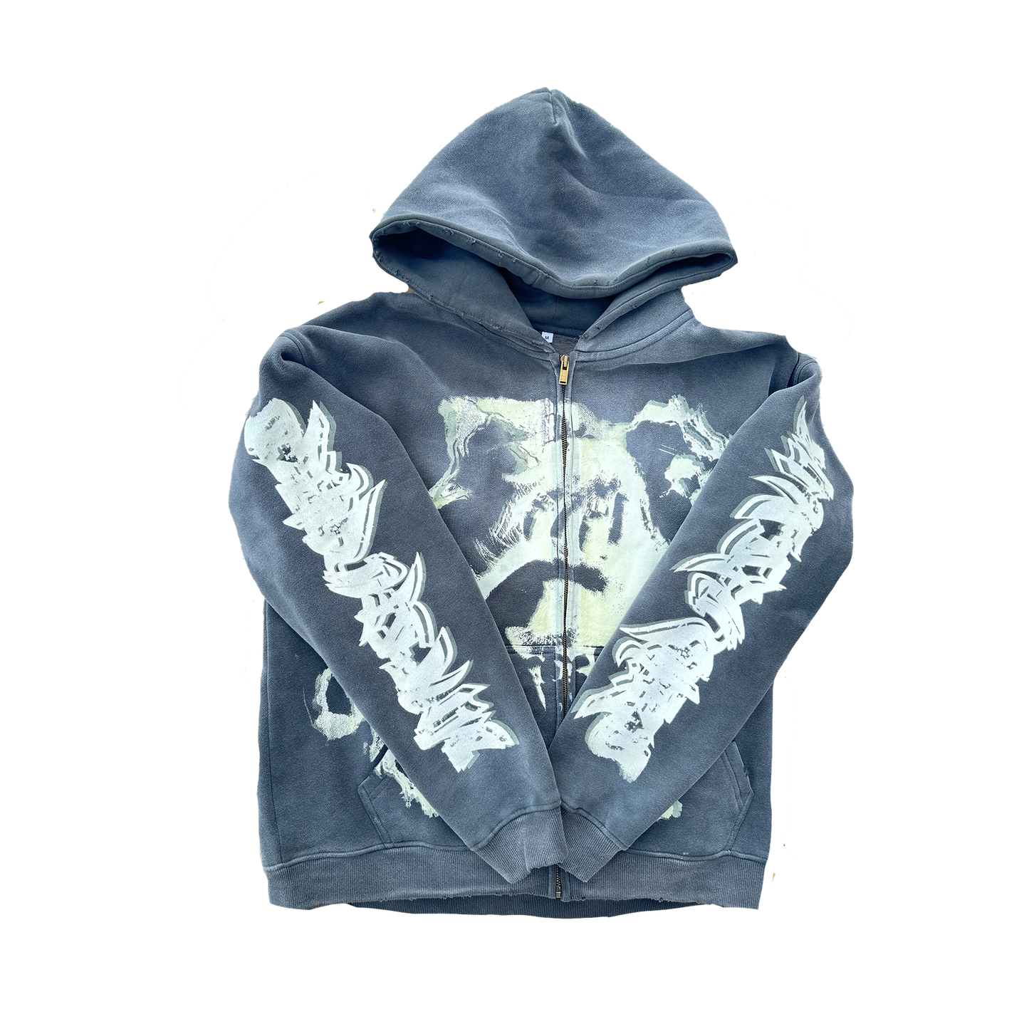 MF Glow In The Dark Zip Up Hoodie (Light Grey)