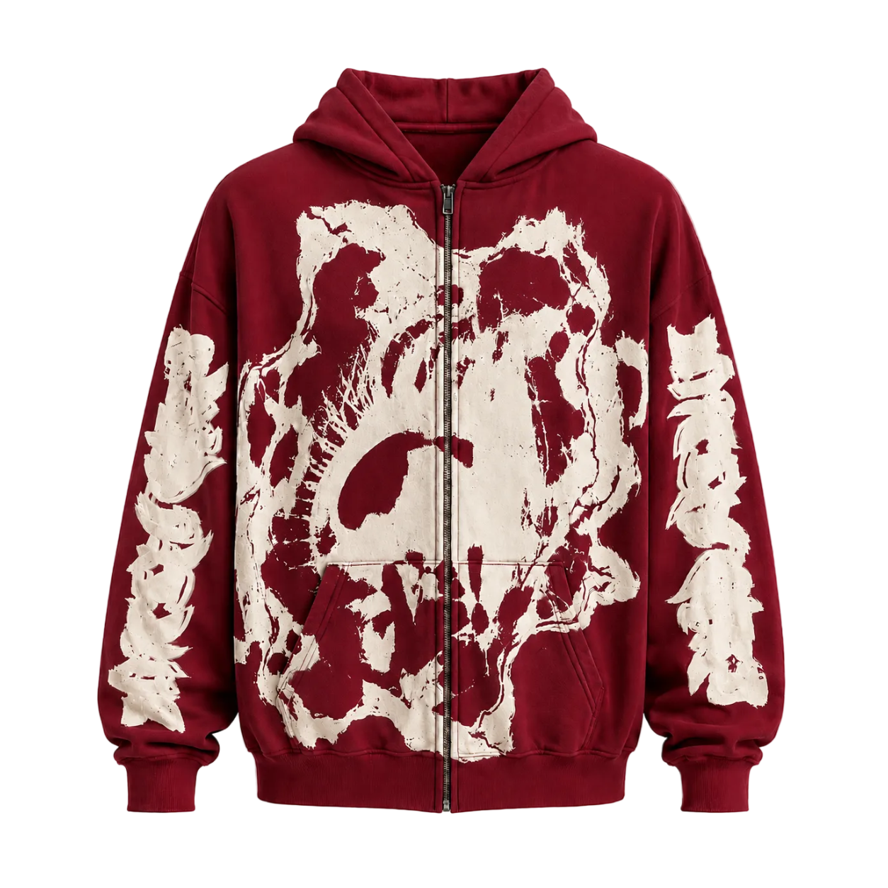 MF Glow In The Dark Zip Up Hoodie (Burgundy Red)