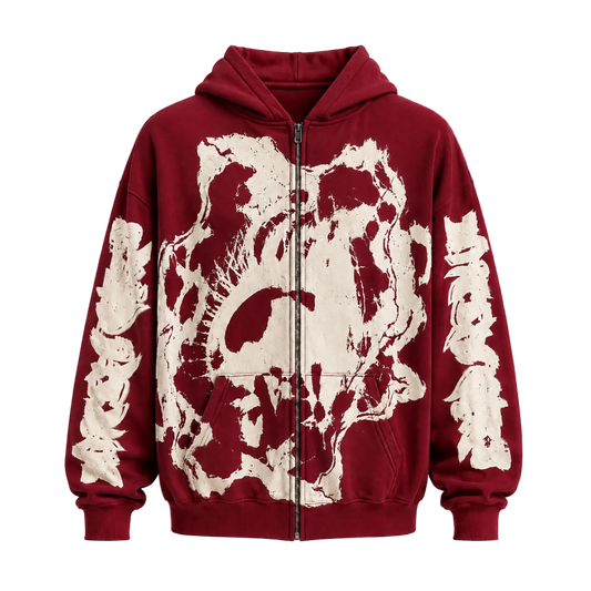 MF Glow In The Dark Zip Up Hoodie (Burgundy Red)