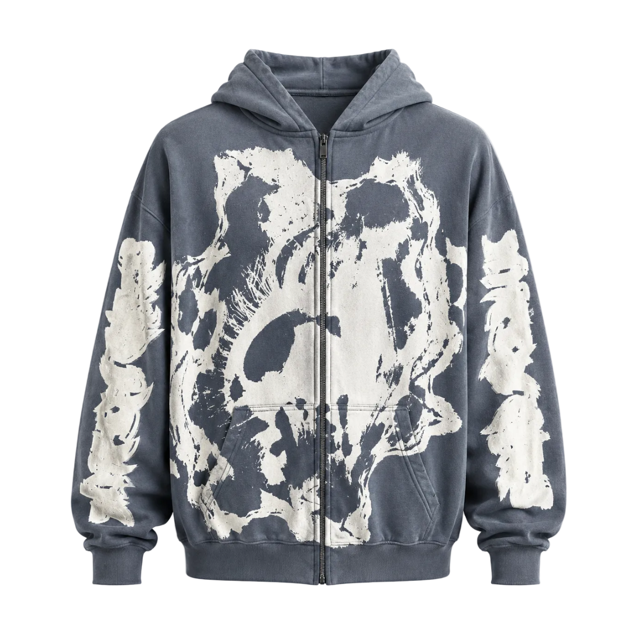 MF Glow In The Dark Zip Up Hoodie (Light Grey)