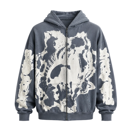 MF Glow In The Dark Zip Up Hoodie (Light Grey)