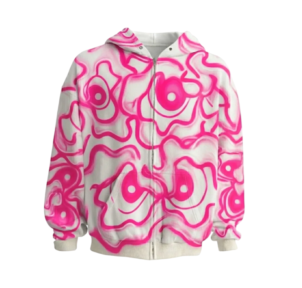 MF Air Brush Zip Up  Hoodie (Hot Pink)