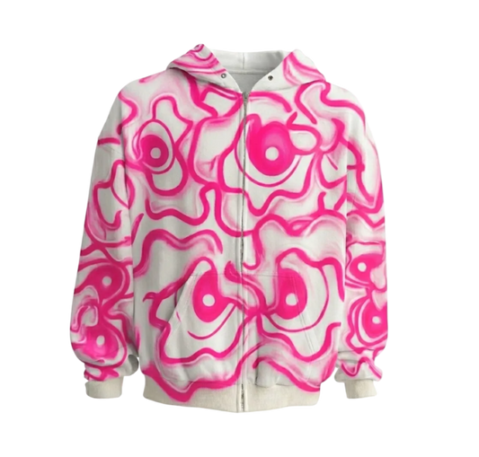 MF Air Brush Zip Up  Hoodie (Hot Pink)