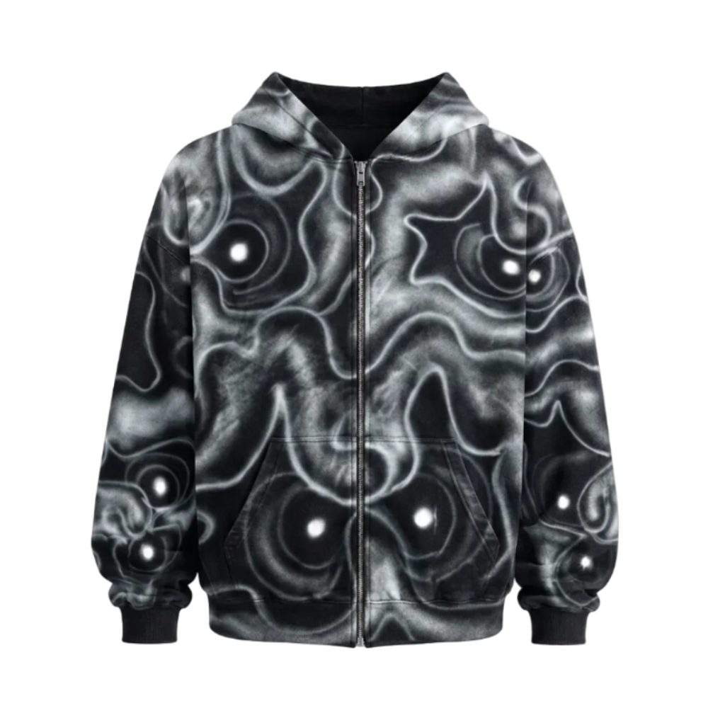 MF Air Brush Zip Up Hoodie (Washed Black)