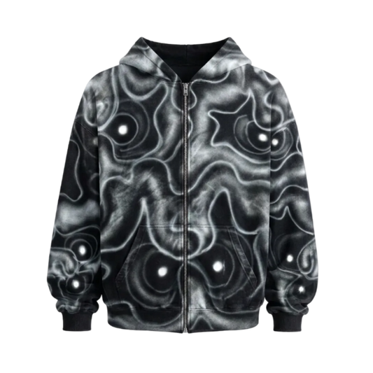 MF Air Brush Zip Up Hoodie (Washed Black)