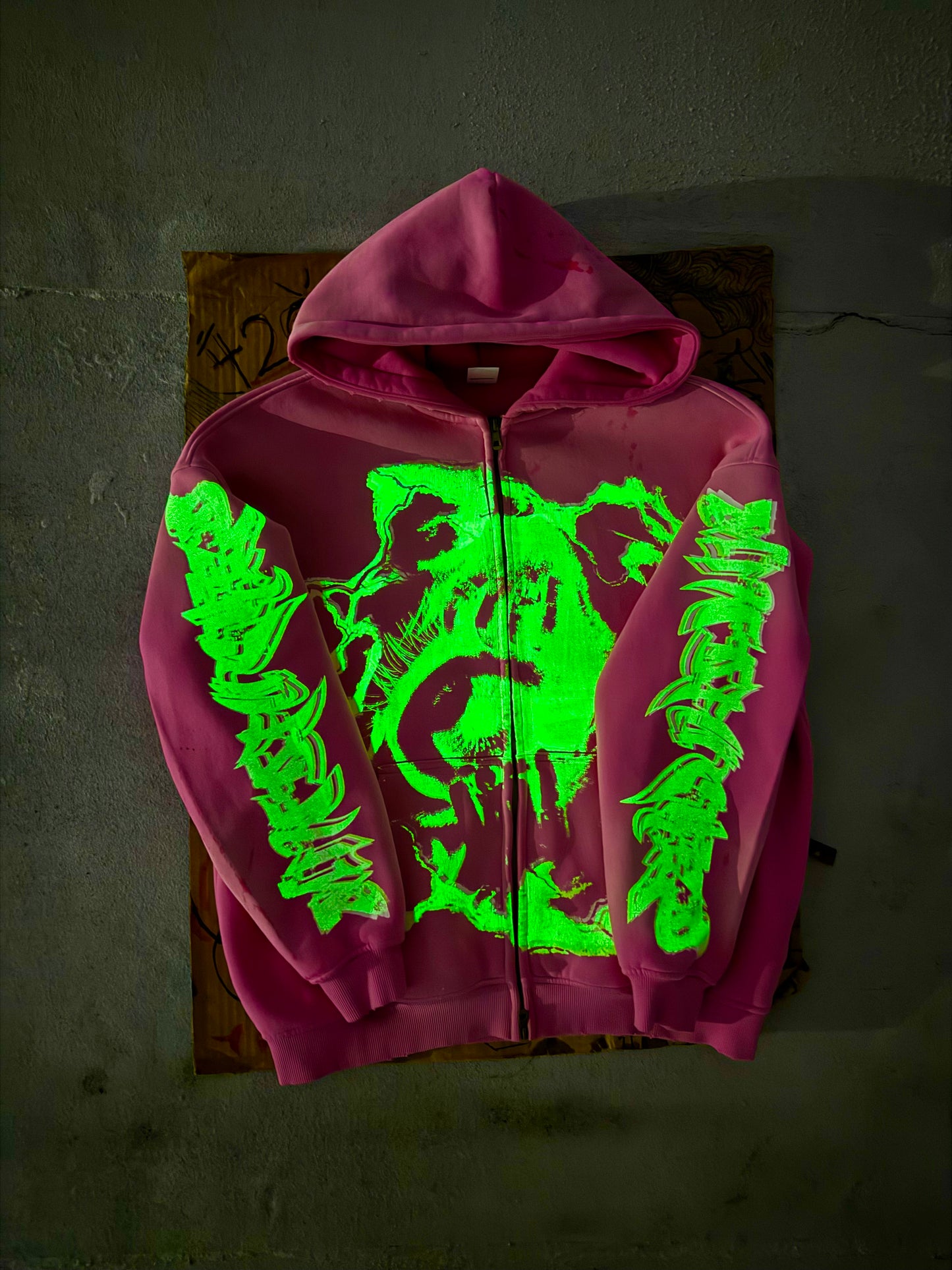 MF Glow In The Dark Zip Up Hoodie (Candy Pink)