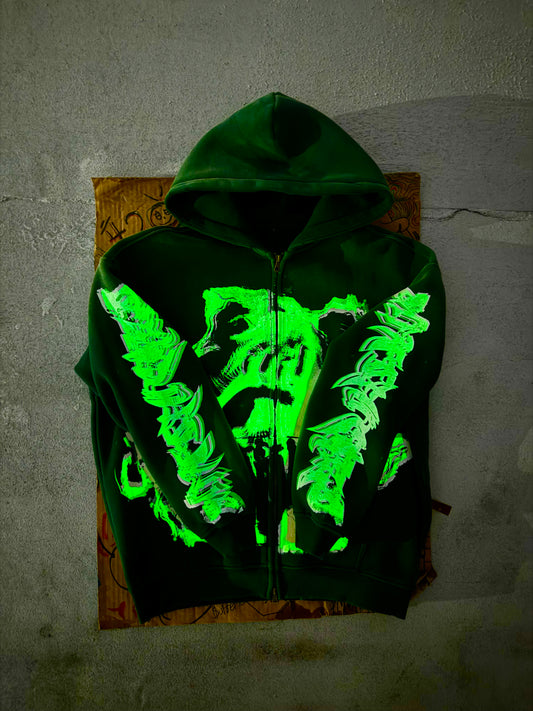 MF Glow In The Dark Zip Up Hoodie (Green)