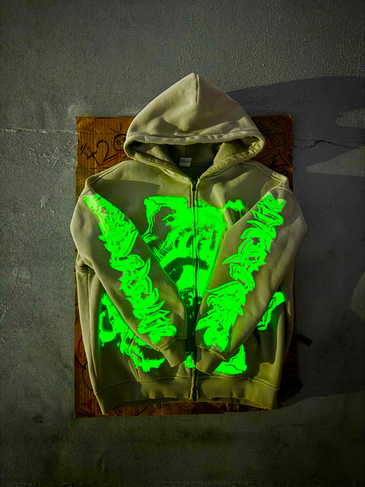 MF Glow In The Dark Zip Up Hoodie (Ash Grey)