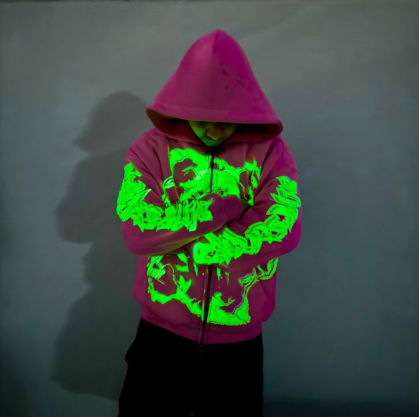 MF Glow In The Dark Zip Up Hoodie (Candy Pink)