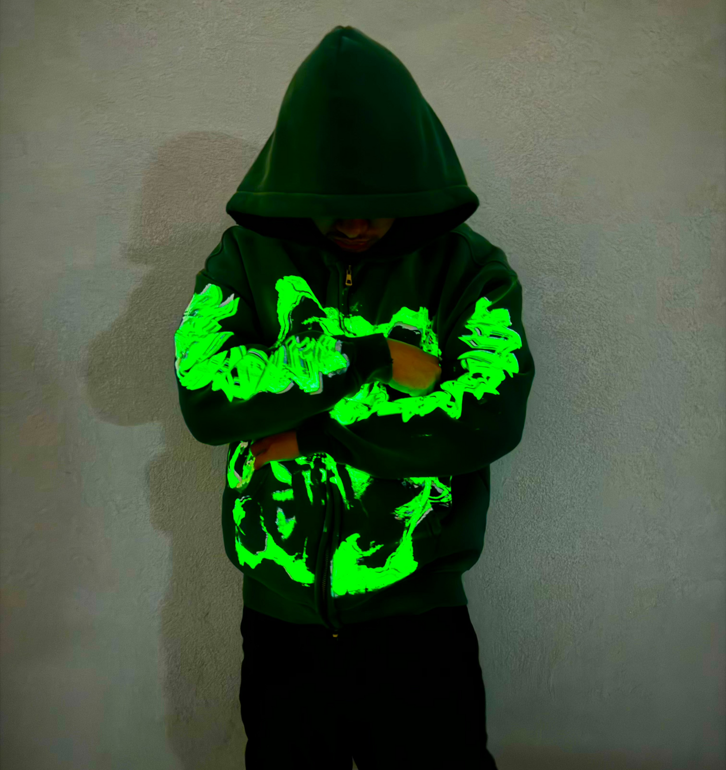 MF Glow In The Dark Zip Up Hoodie (Green)