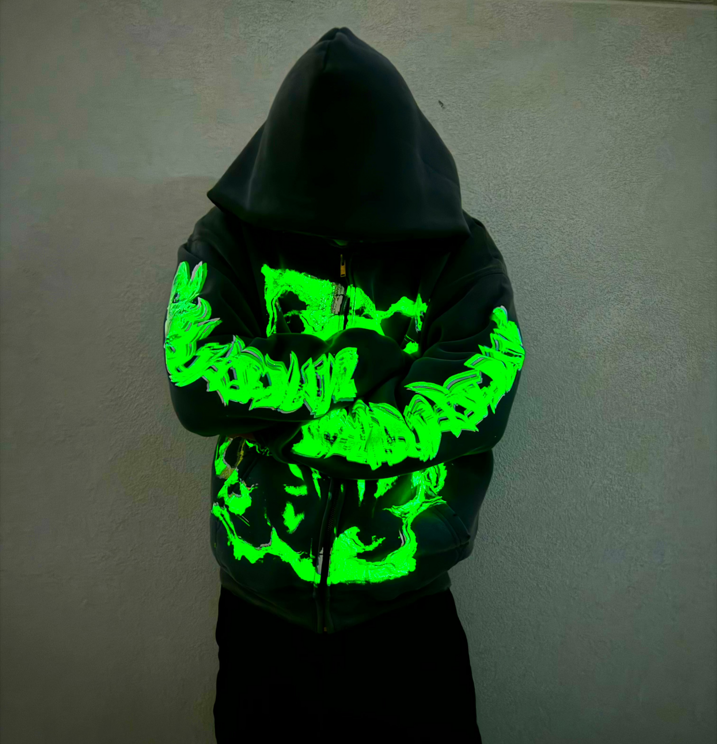 MF Glow In The Dark Zip Up Hoodie (Light Grey)