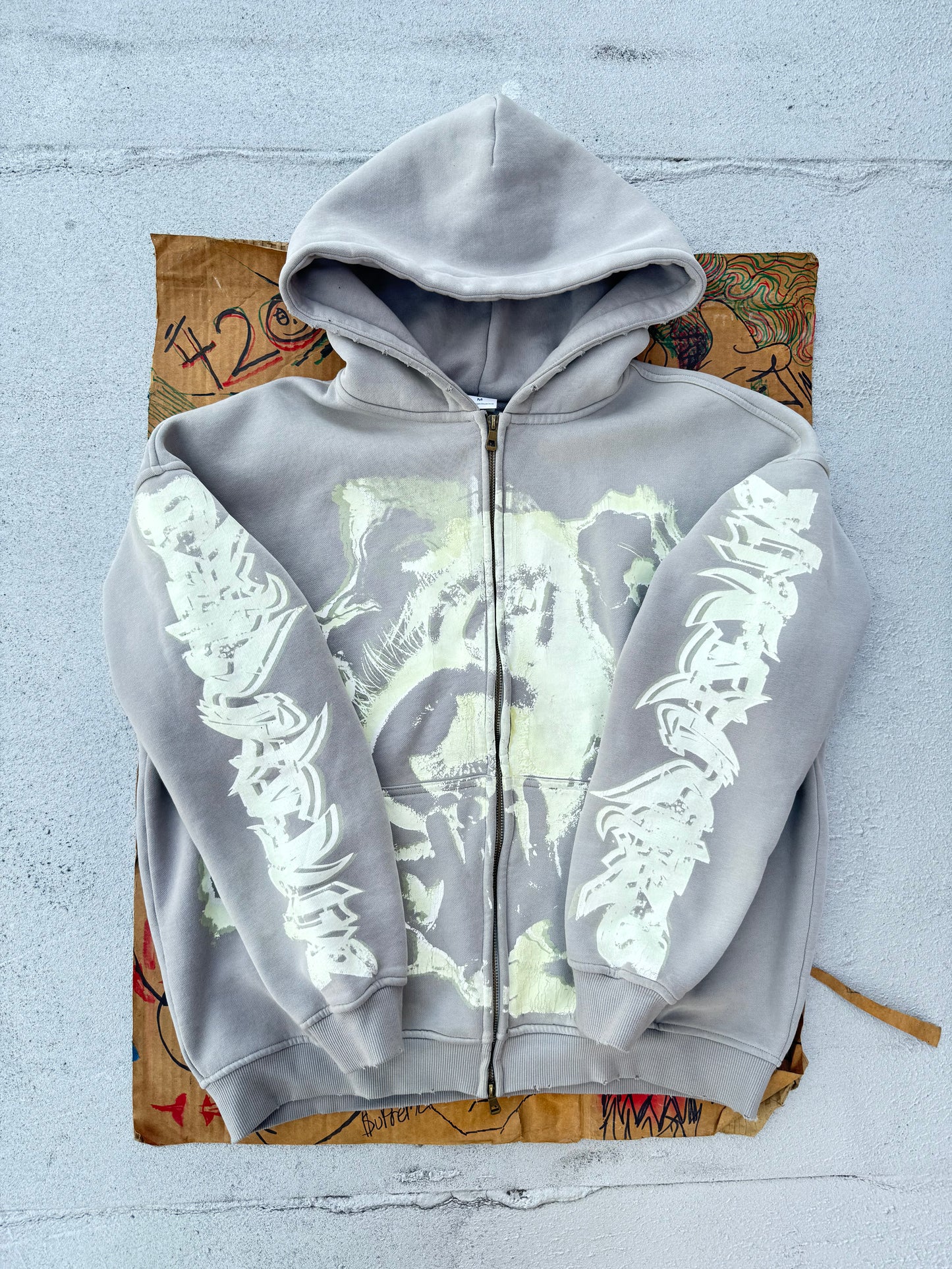 MF Glow In The Dark Zip Up Hoodie (Ash Grey)