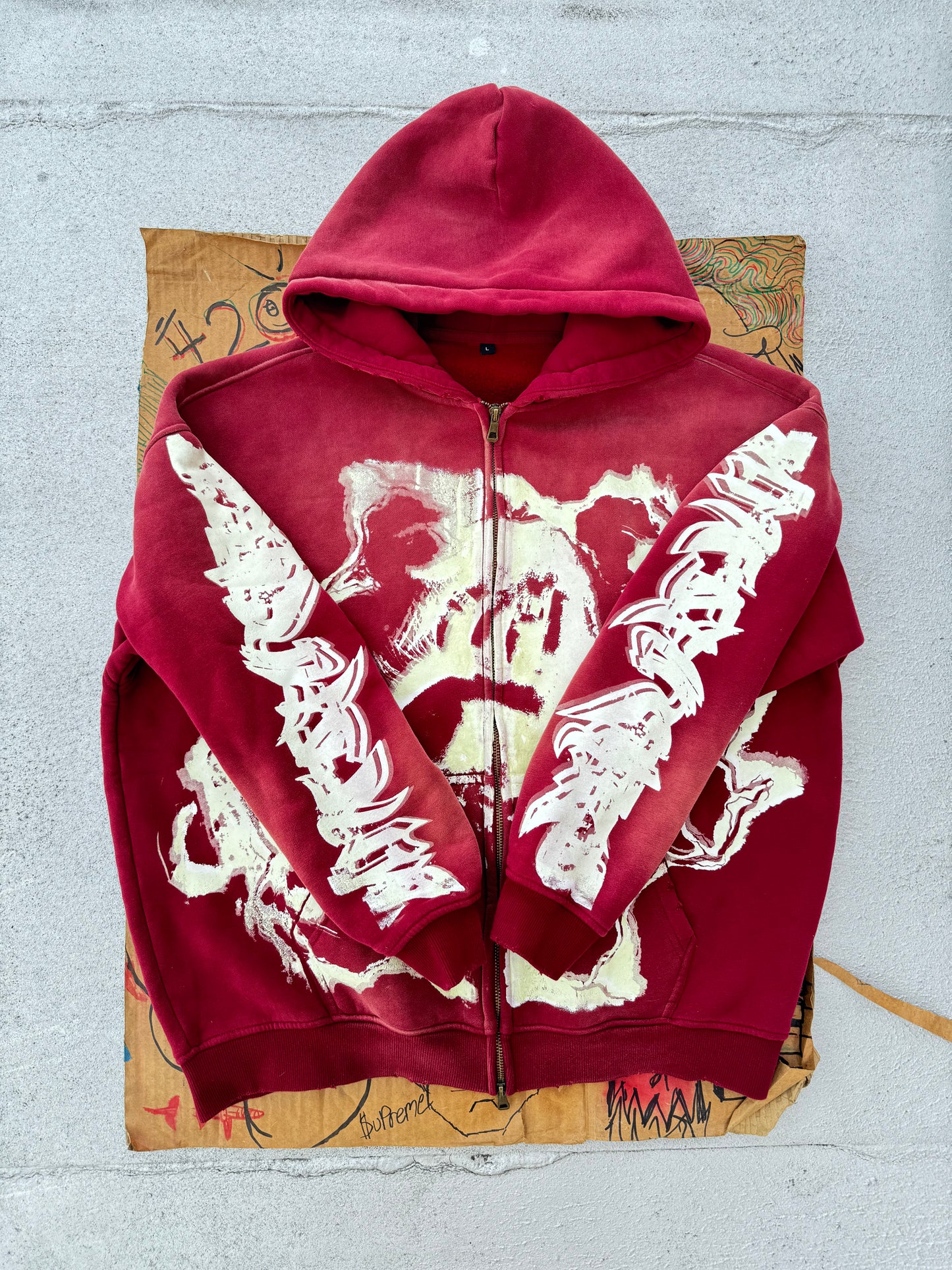 MF Glow In The Dark Zip Up Hoodie (Burgundy Red)