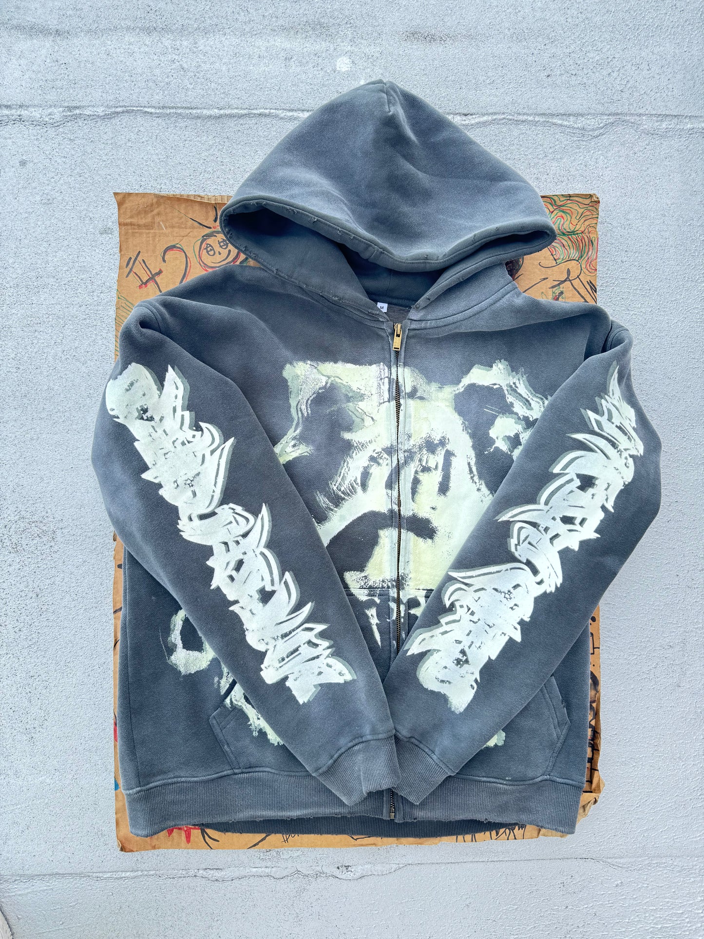 MF Glow In The Dark Zip Up Hoodie (Light Grey)