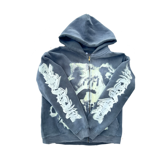 MF Glow In The Dark Zip Up Hoodie (Light Grey)