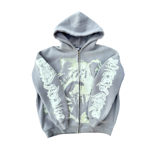 MF Glow In The Dark Zip Up Hoodie (Ash Grey)