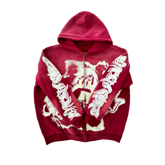 MF Glow In The Dark Zip Up Hoodie (Burgundy Red)