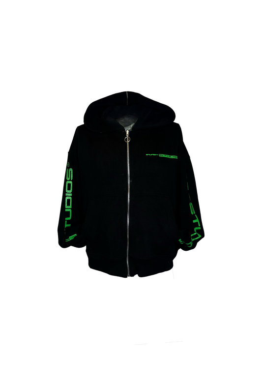 MF Studios® Cropped Zip Up Hoodie (Slime Green)
